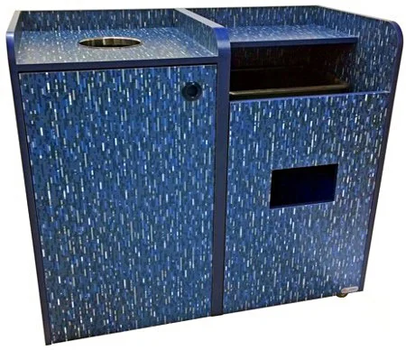 Coffee Shop Waste Receptacle Bussing Station Combination Front View