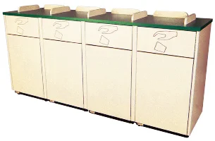 Decorator Waste Receptacle Quad with Tray Rails
