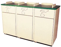 Decorator Waste Receptacle Triple with Tray Rails