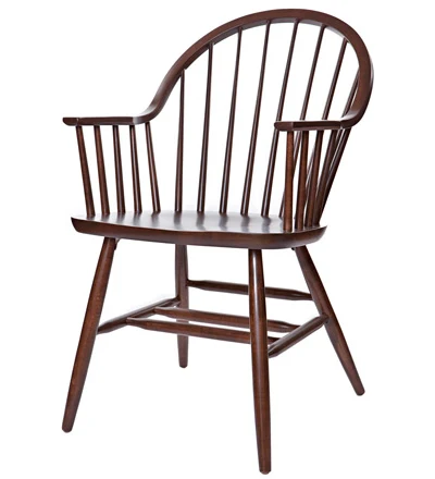 Early American, Windsor Style Wood Restaurant Dining Room Armchair Wood Seat