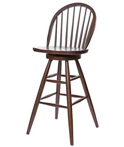 Early American, Windsor Style Wood Swivel Bar Chair Wood Seat