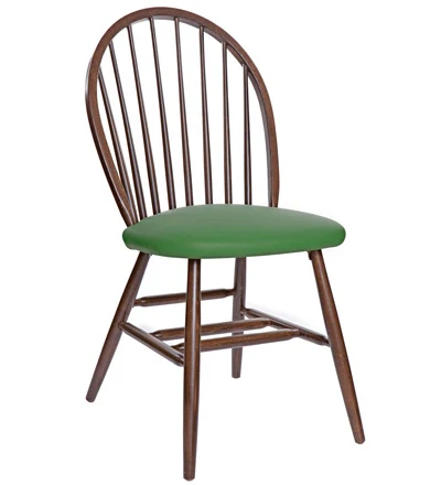 Early American, Windsor Style Wood Restaurant Dining Room Chair Padded Seat