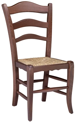 Wood Ladder Back Dining Chair With Rush Seat Front View