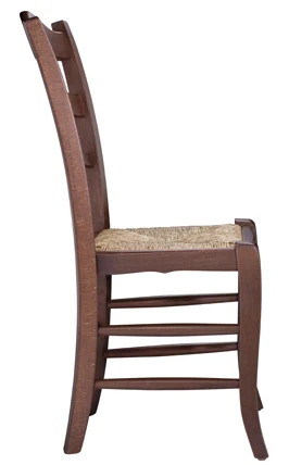 Wood Ladder Back Dining Chair With Rush Seat Side View