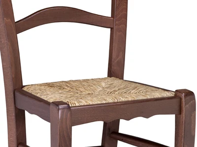 Wood Ladder Back Dining Chair With Walnut Stain Detail