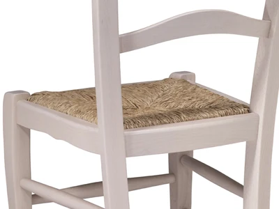 Wood Ladder Back Dining Chair With Rustic White Fiish Detail