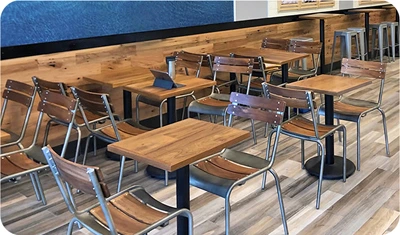 Wood And Steel Slat Restaurant Chairs Closeout Install Small