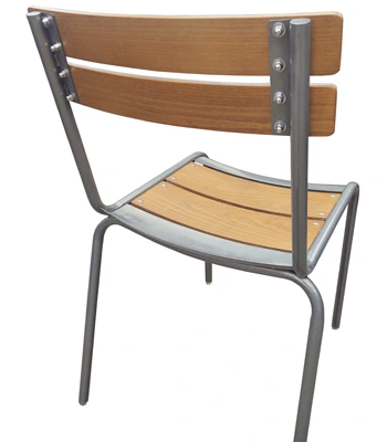 Wood And Steel Slat Restaurant Chairs Closeout Rear View