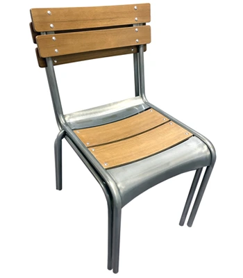 Wood And Steel Slat Restaurant Chairs Closeout Stacked View