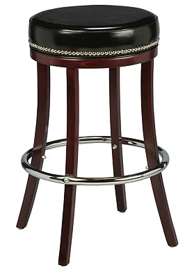 Backless Wood Club Stool with Small Nail Trim