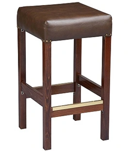 Backless Square Deluxe Upholstered Seat Wood Bar Stool
