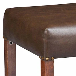 Backless Square Deluxe Upholstered Seat Wood Bar Stool Detail