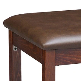 Backless Square Upholstered Seat Wood Bar Stool Detail