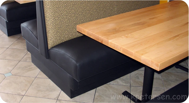 Maple Plank Restaurant Booth Table Installation Detail