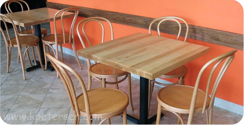 Maple Plank Restaurant Table Top Installation Detail