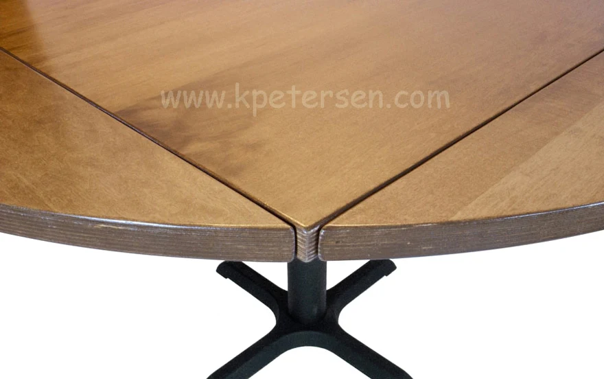 Wood Veneer Drop Leaf Restaurant Table Round Detail