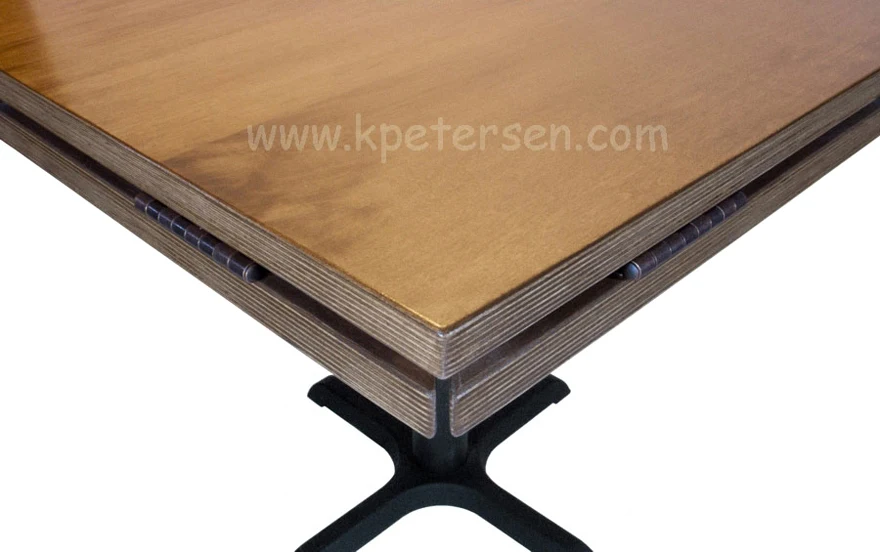 Wood Veneer Drop Leaf Restaurant Table Square Detail