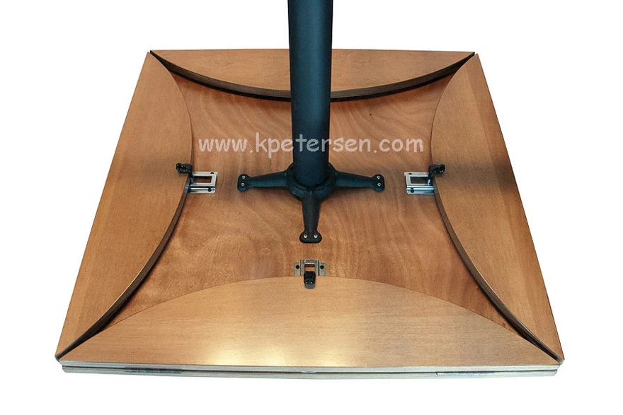 Wood Veneer Drop Leaf Restaurant Table Square Underside Detail