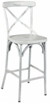 X Back Bentwood Style Steel Barstool Antique White