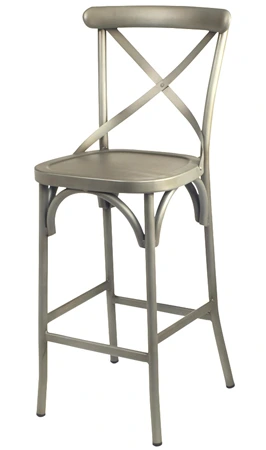 Bentwood X Back Style Farmhouse Aluminum Outdoor Bar Stool Grey