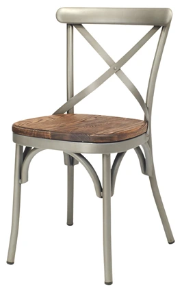 Economy Steel X Back Restaurant Chair Wood Seat