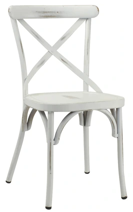 Outdoor Aluminum Bentwood X Back Farmhouse Chair Antiqued White